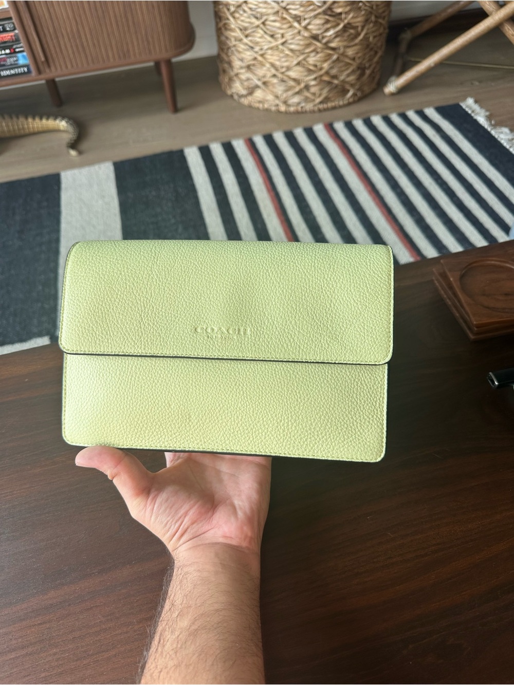 Coach Turner Crossbody Pebbled Leather in Pale Lime